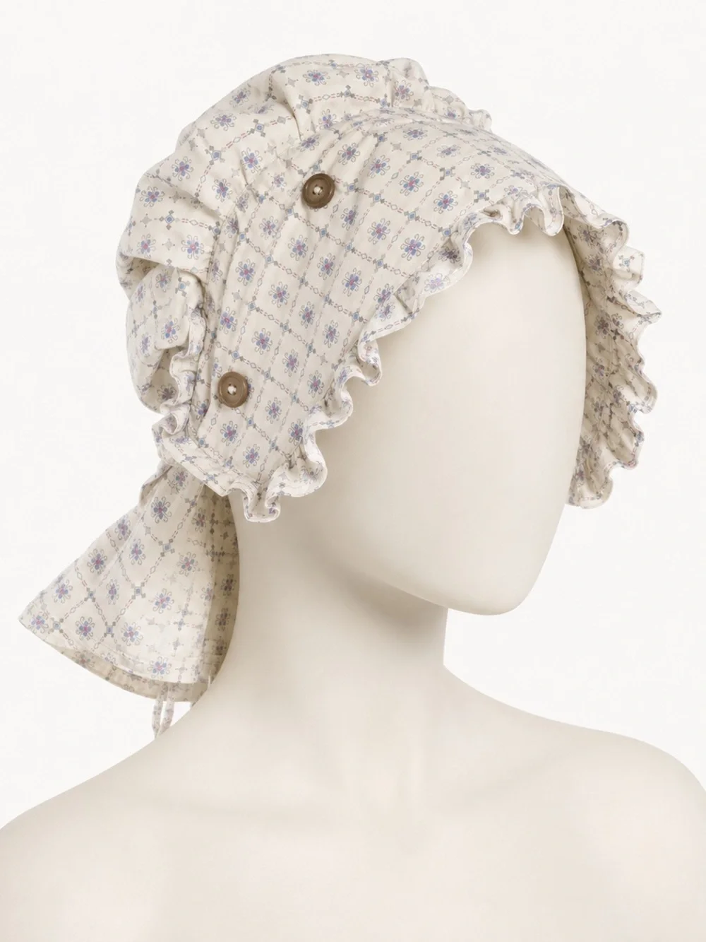 Floral Prairie Bonnet Adult Ruffle Button Cottagecore Pioneer Sun Hat